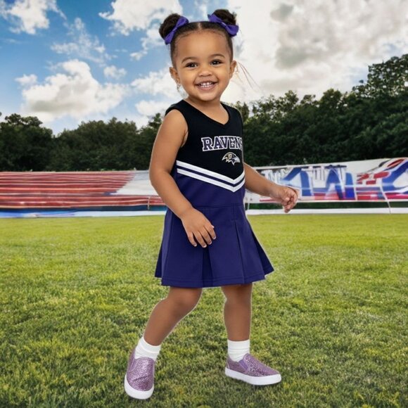 NFL Girl's Baltimore Ravens Cheerleader Dress Team Apparel Sport Toddler Costume - Picture 2 of 10